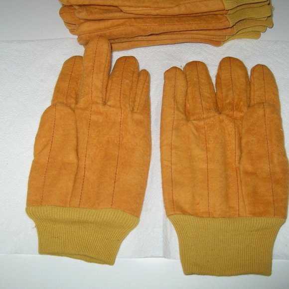 4 Pair NEW Yellow Chore WORK GLOVES Men's Large Cotton Lined Knit Wrist - Picture 1 of 5